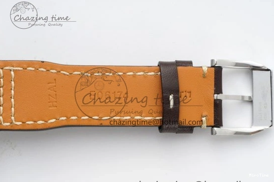 MIROTIME 0407 Pilot Chrono SS AZF 1:1 Best Edition Blue Dial on Brown Leather Strap A TimelessDesign 7060